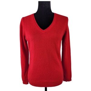 Red V-Neck Cashmere Sweater